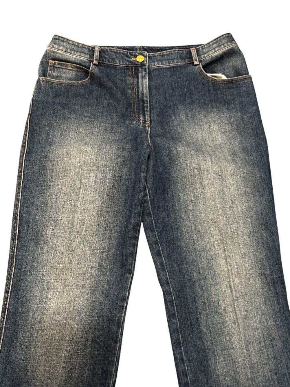 St. John Blue Wash Wide Leg Jeans Women’s Size 10 Designer Denim - Picture 3 of 6